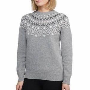 Sunice Stormpack Women’s Grey Fair Isle Ski Cozy Crewneck Sweater Size XL